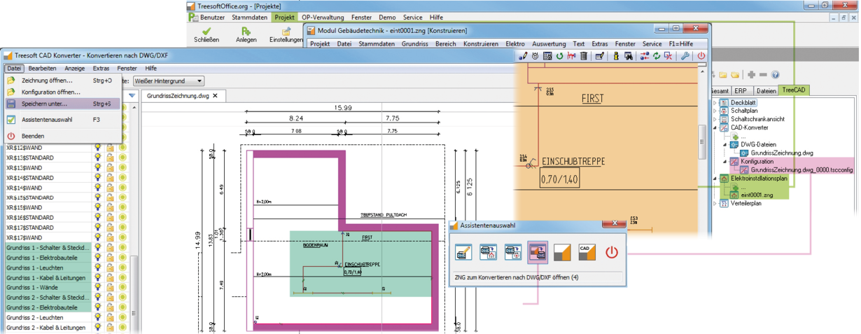 CAD Konverter -Treesoft CAD ZNG-Datei nach DWG/DXF konvertieren