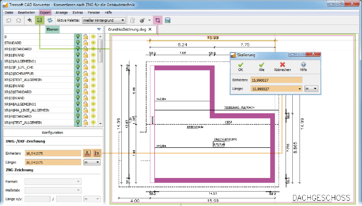 Cad Konverter - Skalierung und Exportbereich bestimmen