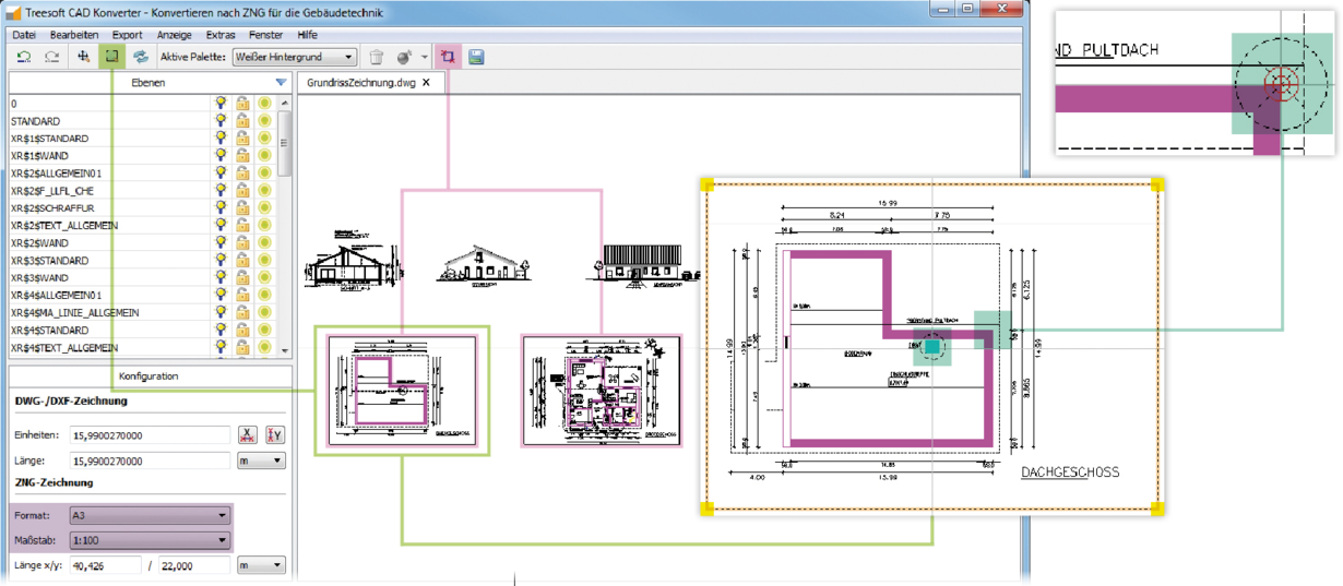 CAD-Konverter - Bereich vergrößern und Referenzpunkt bestimmen